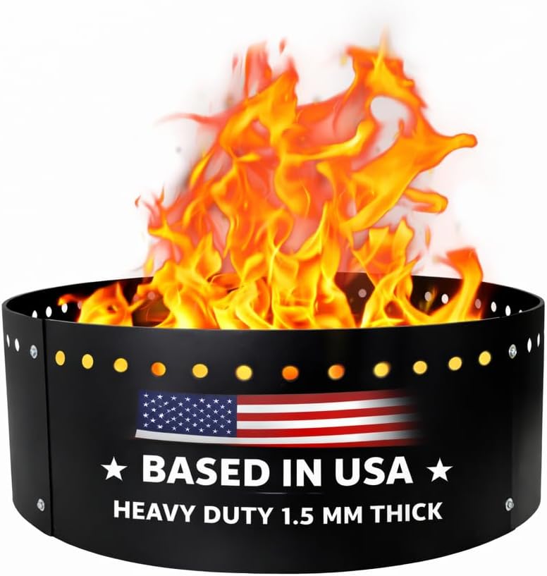 FEBTECH 36-Inch Fire Pit Ring – 12-Inch Height Round Insert for Outdoor DIY Fire Pits – Ideal for In-Ground or Above-Ground Use in Gardens or Camping Sites - Image 1